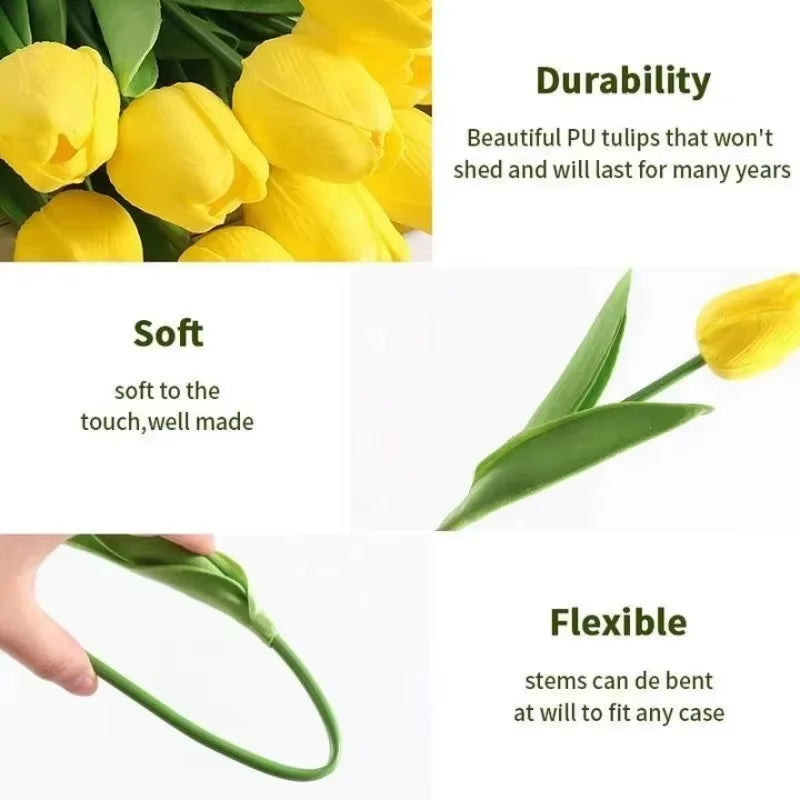Tulip Artificial Bouquet Flower Wedding Outdoor Home Garden Bouquet Party Decorative Plant Valentine'S Day,Thanksgiving,Christma
