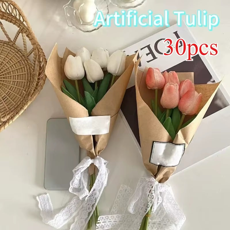 Tulip Artificial Bouquet Flower Wedding Outdoor Home Garden Bouquet Party Decorative Plant Valentine'S Day,Thanksgiving,Christma