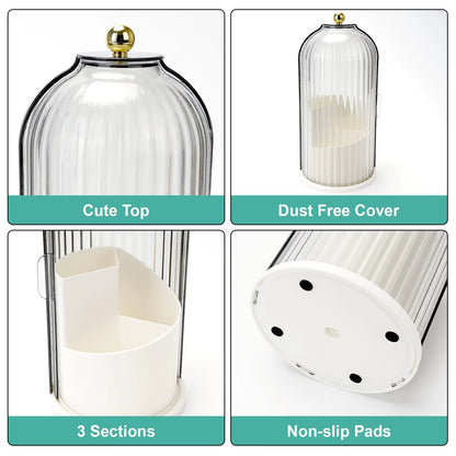 Toothbrush Holders with Sliding Lid, Rotating 3 Slots Bathroom Organizer Countertop, Tooth Brush Toothpaste Holder Bathroom Coun